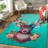 Deer & Flower Area Rug Rug Carpet