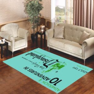 Disney Retro Disneyland Ticket Blue Living room carpet rugs
