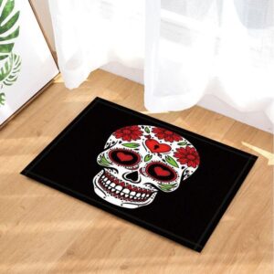 Door Mat Bathroom Rug Carpet Bedroom Carpet Bath Mats Rug Carpet Non-Slip Skull sugar Floral