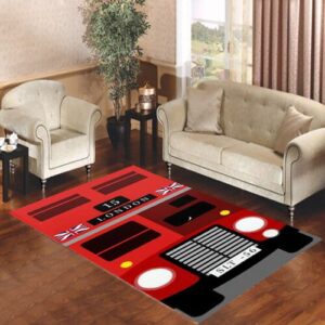 England British Double Decker Bus Minimalist Living room carpet rugs