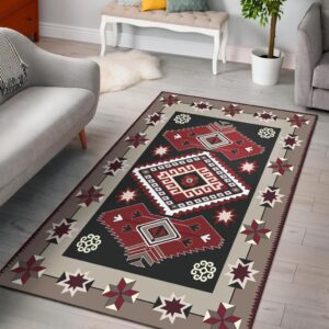 Ethnic Tribal Red Brown Pattern Native American Area Rug Carpet
