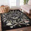 Feather Skull Rectangle Rug Carpet