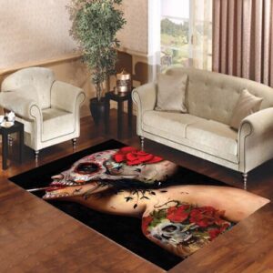 Floral Sugar Skull Tattooed 2 Living room carpet rugs