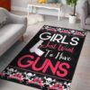 "Girls Just Wanna Have Guns" Premium Skull Area Rug Carpet