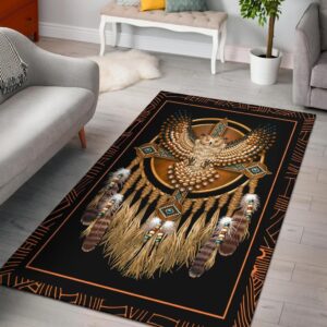 Golden Owl Dreamcatcher Native American Design Area Rug Carpet