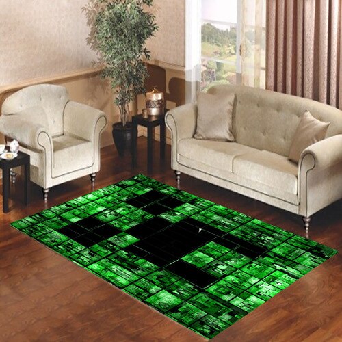 Green Minecraft Creeper Living room carpet rugs