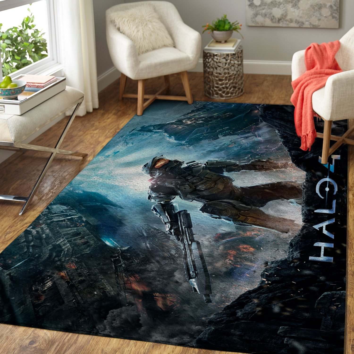 Halo Area Rug / Gaming Floor Rug Carpet