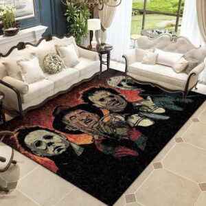 Horror Movie Legends Area Rug Carpet Halloween Carpet Freddy Krueger Carpet Jason Voorhees Carpet Michael Myers Rug Carpet Leatherface Halloween Rug Carpet