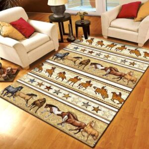 Horses And Cowboys Rectangle Rug