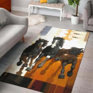 Horses Warrior Native American Pride Area Rug Carpet