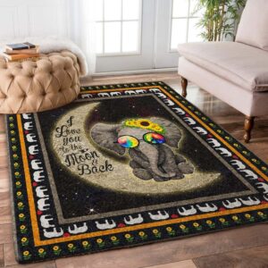 I Love You To The Moon Back Elephant Rug Carpet