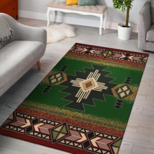 Indigenous Design Green Native American Pride Area Rug Carpet