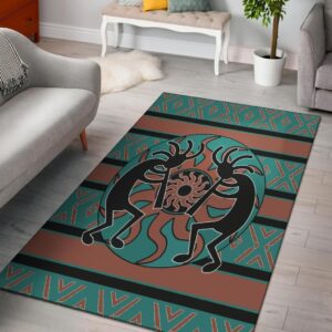 Kokopelli Myth Blue  Native American Rug Carpet Area
