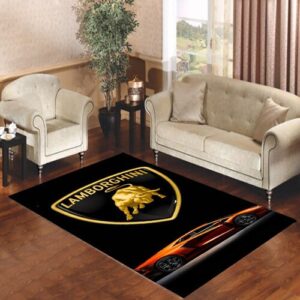 Lamborghini Car Auto Orange Logo Living room carpet rugs