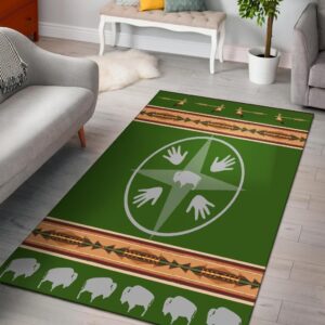 Medicine Wheels Bisons Native American Area Rug Carpet