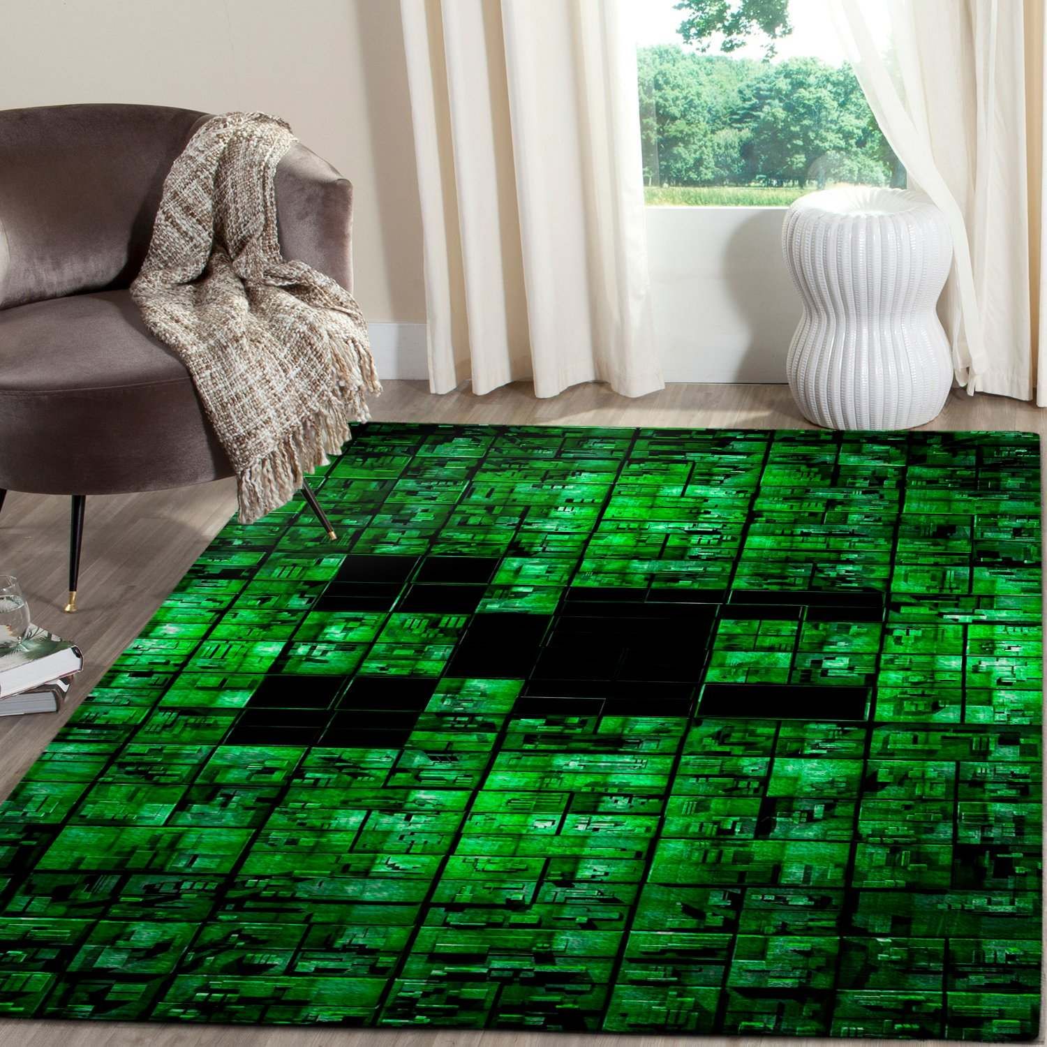 Minecraft Creeper Area Rug | Creeper Rug | 39-Inch Square Area Rug