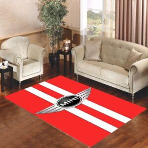 Mini Cooper Car Logo Red Living room carpet rugs