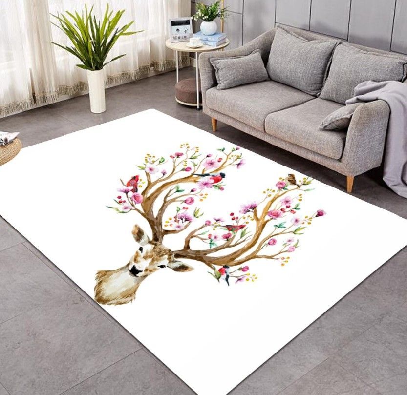 Moose Reindeer Living Room Rug