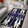Native American Blue Neon Culture Symbol Area Rug Carpet