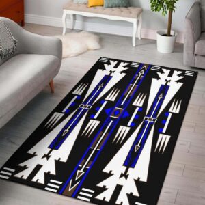 Native American Blue Neon Culture Symbol Area Rug Carpet