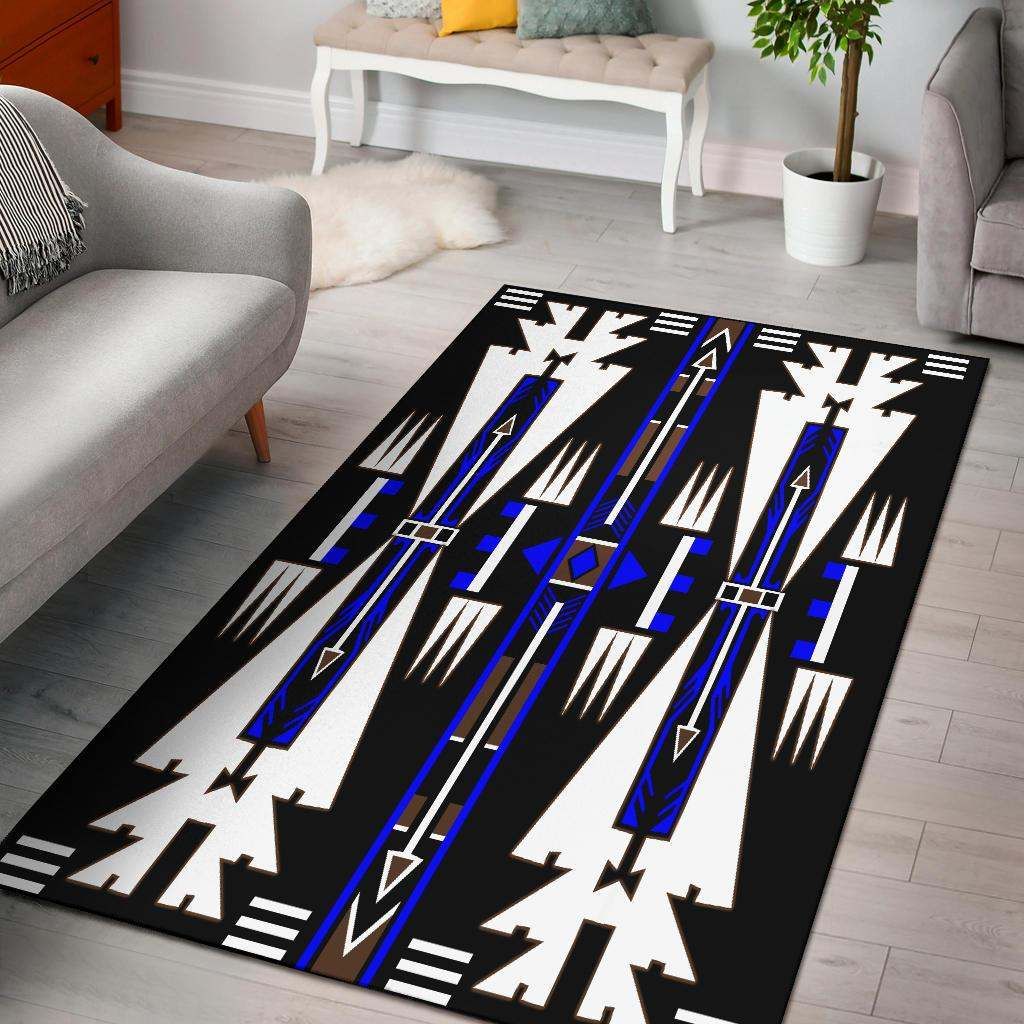 Native American Blue Neon Culture Symbol Area Rug Carpet