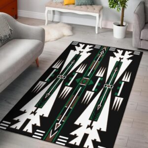 Native American Green Culture Symbol Area Rug Carpet