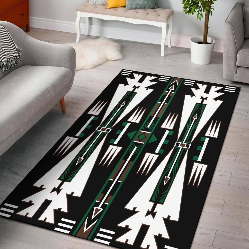 Native American Green Culture Symbol Area Rug Carpet