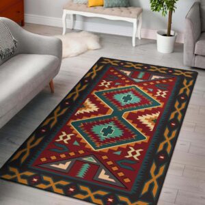 Native American Red Pattern Area Rug Carpet