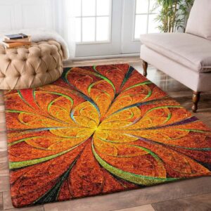 Orange Fractal Flower Rug Carpet
