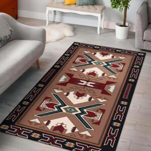 Orange Geometric Native American Area Rug Carpet
