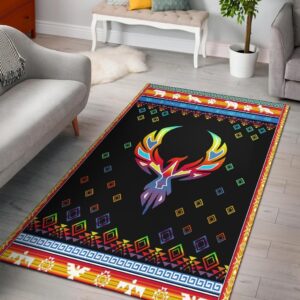 Phoenix Rising Native American Design Area Rug Carpet V2
