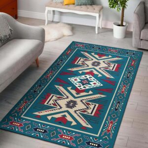 Pink Blue Coloful Design Native American Area Rug Carpet