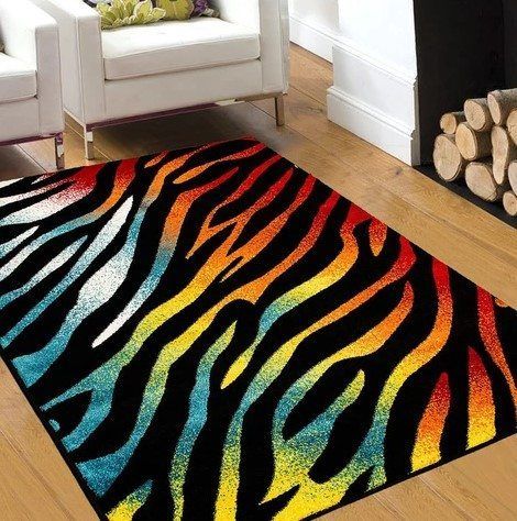 Rainbow Zebra Rug Carpet