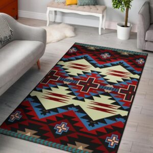 Red Art Indigenous Native American Area Rug Carpet