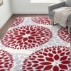 Red Beaudette Floral Rug Carpet