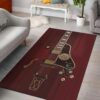 Red Electric Guitar Rectangle Rug