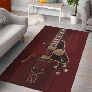 Red Electric Guitar Rectangle Rug