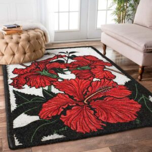 Red Hibiscus Rug Carpet