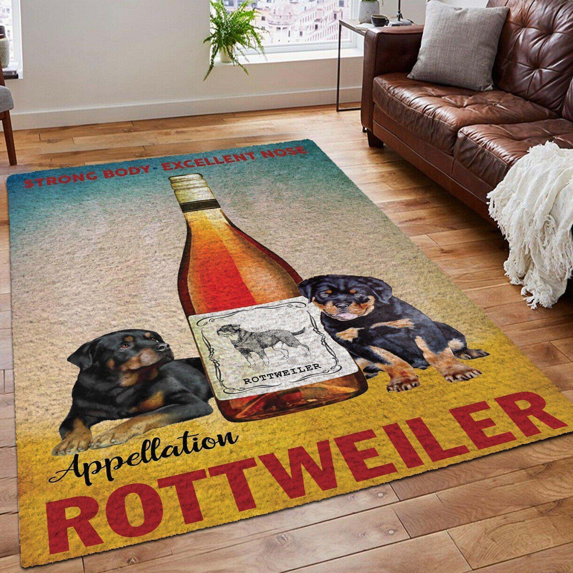 Rottweiler And Wine Rug Carpet