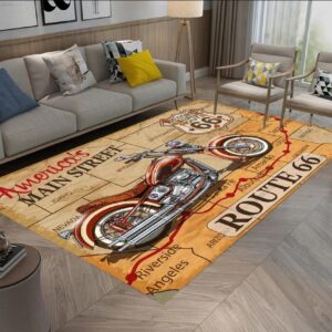 Route 66 Motorcycle Rug Carpet