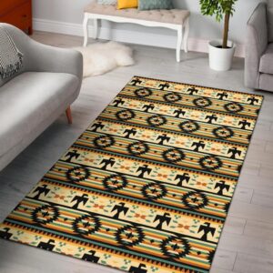 Thunderbirds Yellow Native American Design Area Rug Carpet