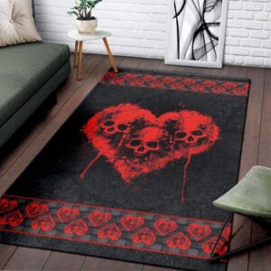 "Tri-Heart" Premium Skull Area Rug Carpet