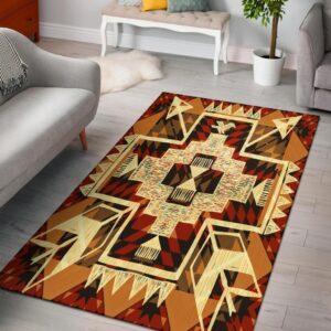 Tribal Yellow Arrow Native American Area Rug Carpet