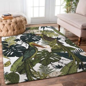 Tropical Forest With Bird Rug