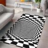 Tunnel Optical Illusion Checkered Flag Area Rug Carpet Carpets