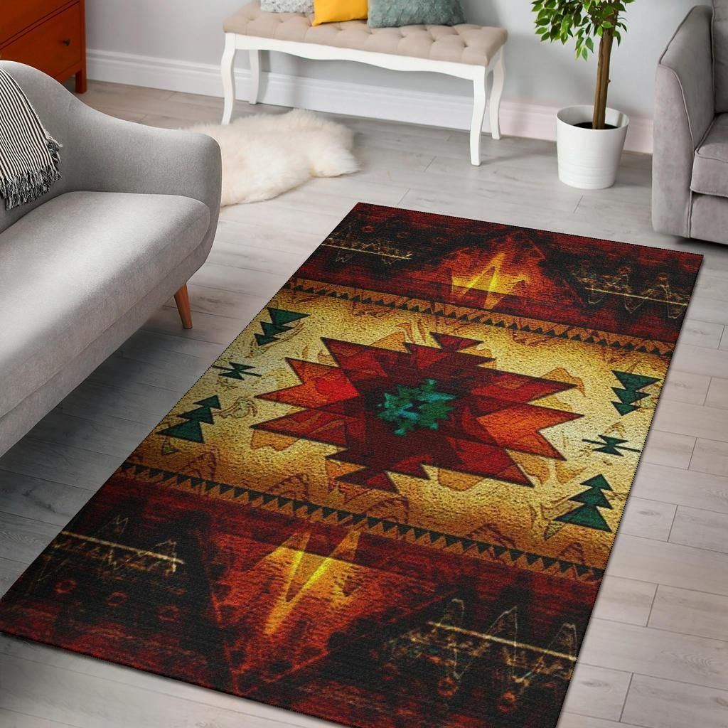 United Tribes Brown Design Native American Area Rug Carpet