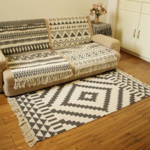 Vintage Woven Geometric  Rug Carpet Native Indian Design