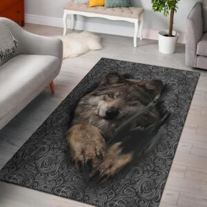 Wolf Escape Native American Area Rug Carpet