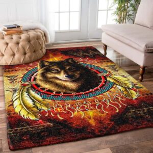 Wolf Native American Rug Carpet