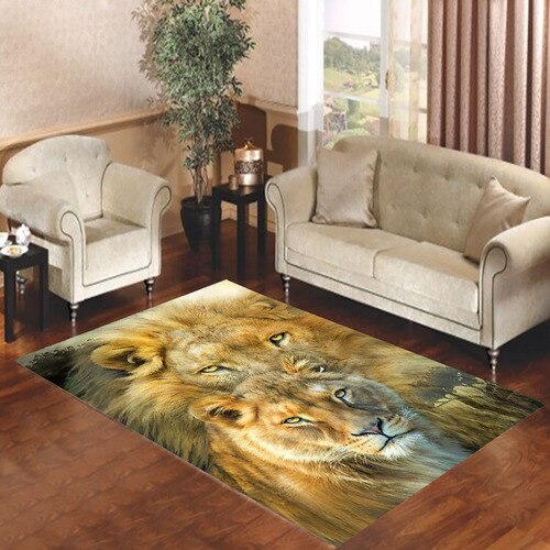 African Royalty Lion Living Room Carpet, African Print Area Rugs